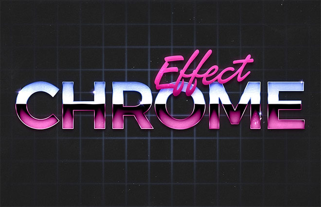 80s Chrome Text Effect