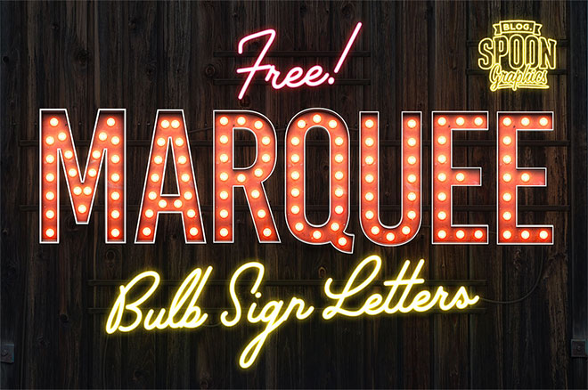 Free Pack of Vintage Style Marquee Bulb Sign Letters