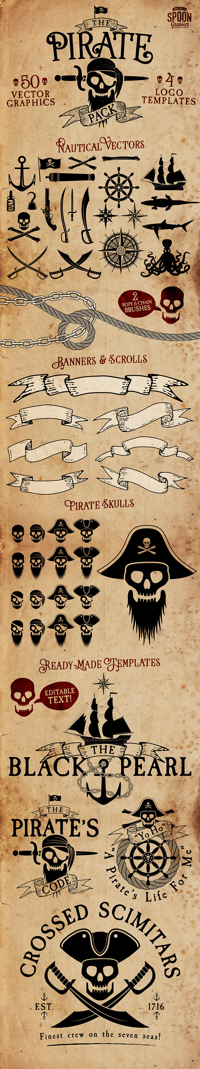 Pirate Vector Graphics & Logo Templates Pack