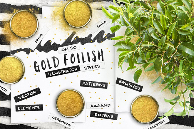 80 Illustrator Gold Foil Swatches + Extras