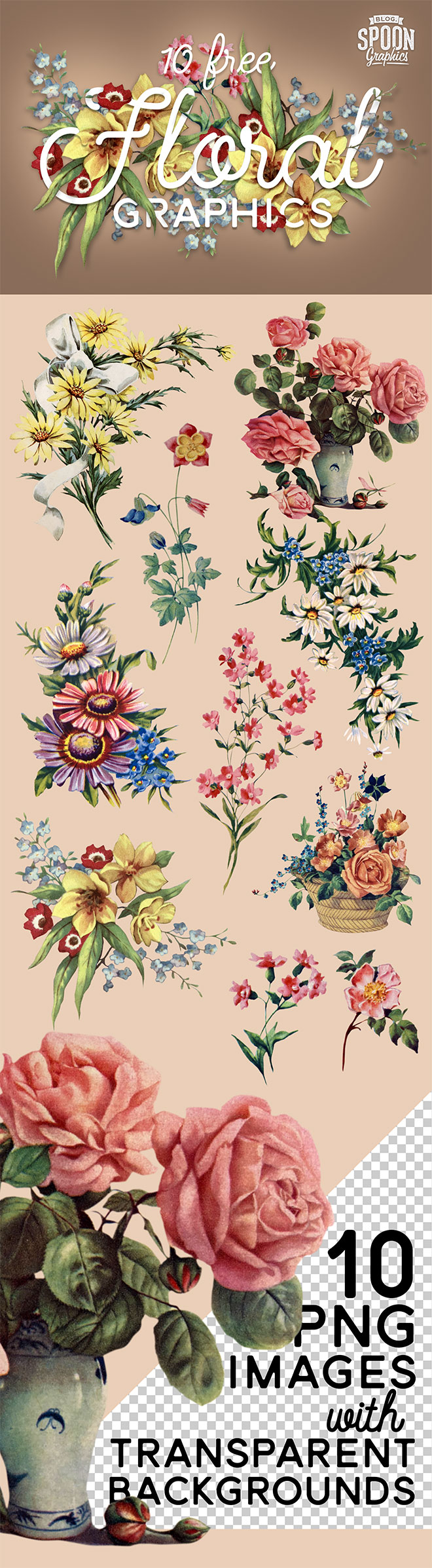 10 Free Floral PNG Graphics of Flowers & Bouquet Illustrations