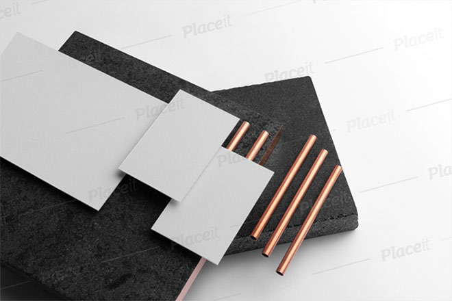 A6 Letterhead Mockup Featuring Two Business Cards