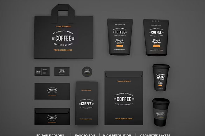 Free Coffee Brand Identity and Stationery Mockup