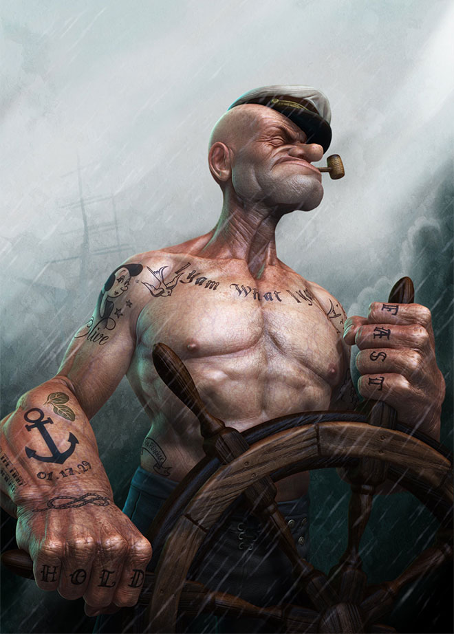 Popeye At The Helm by Lee Romao