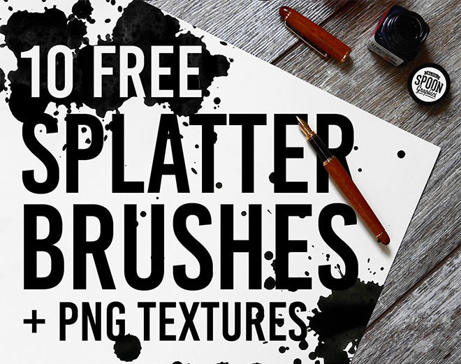 10 Free Ink Splatter Photoshop Brushes and PNG Textures