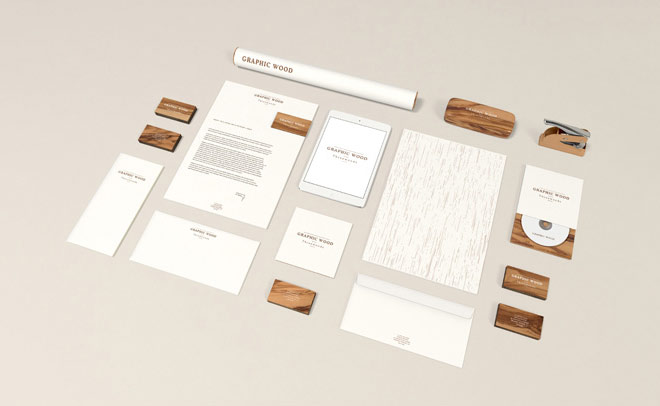 Stationery Mockup Wood Edition