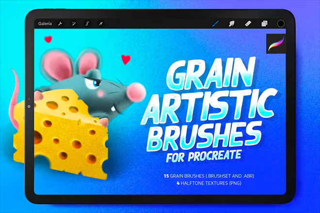 Grain artistic brushes for Procreate & Photoshop