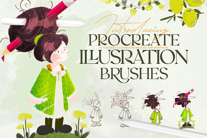 21 Textured Illustration Brushes for Procreate