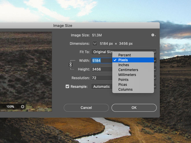 Photoshop Image Size window