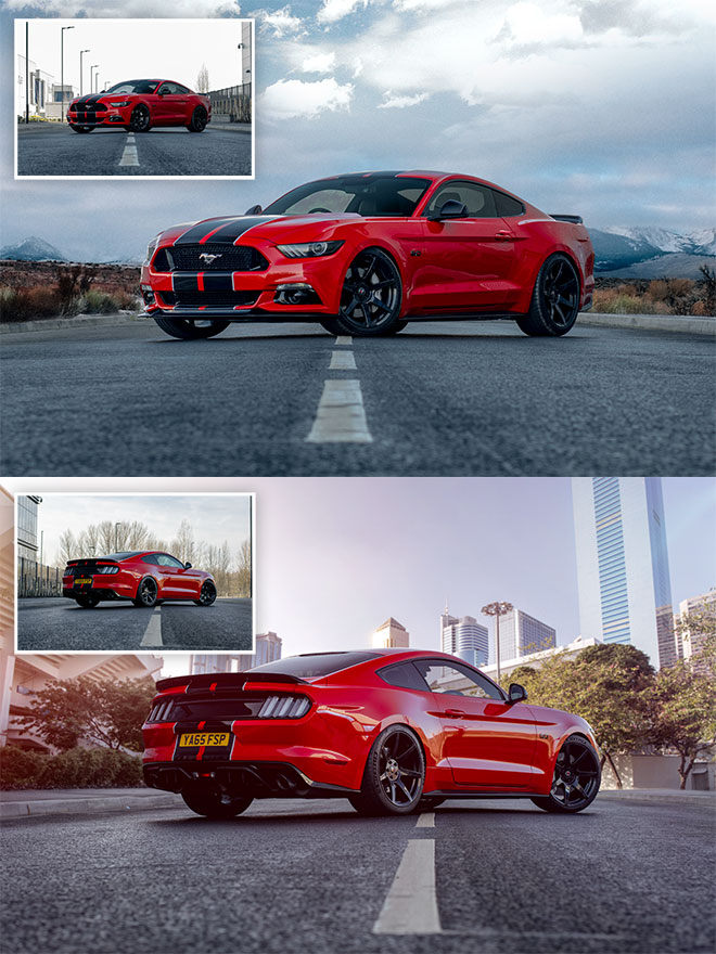 Composite background car photos