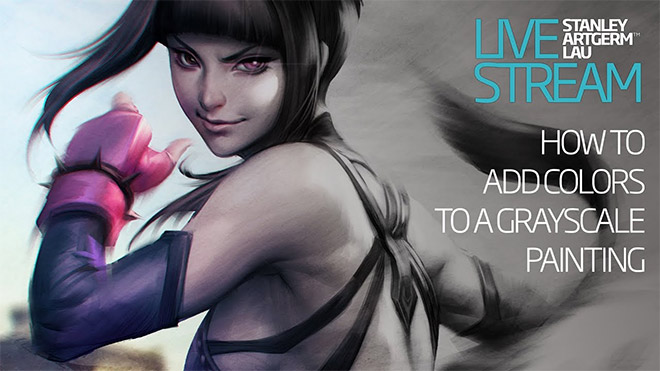 How To Add Colors To A Greyscale Painting by Stanley Artgerm Lau