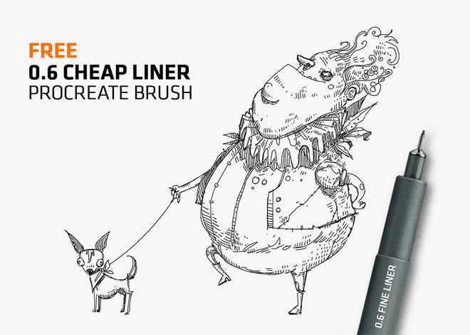 Cheap Fine-Liner Brush for Procreate app by Frankentoon ($0+)