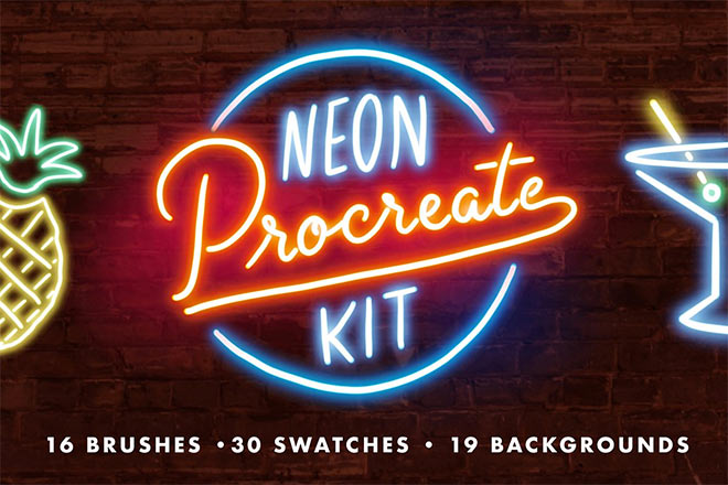 Neon Procreate Brush Kit by Mila Garret