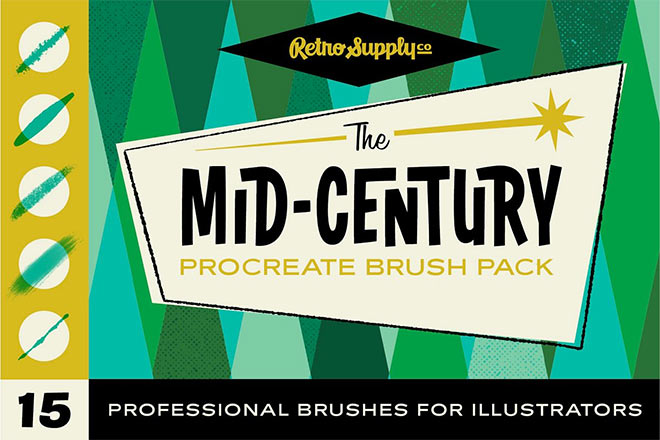 The Mid-Century Procreate Brush Pack by RetroSupply ($12)