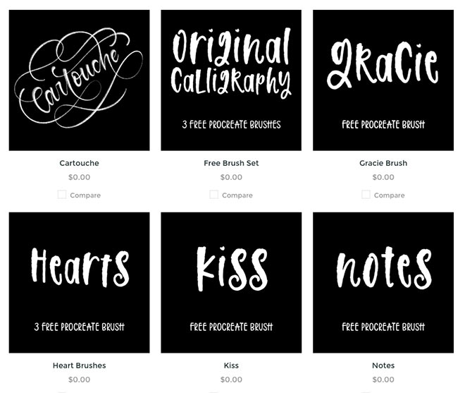 Free Procreate Brushes by iPad Lettering (FREE)