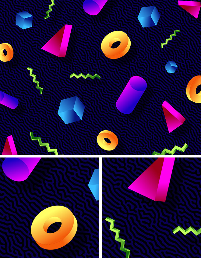Video Tutorial: 80s Memphis Style Pattern with Colourful 3D Shapes