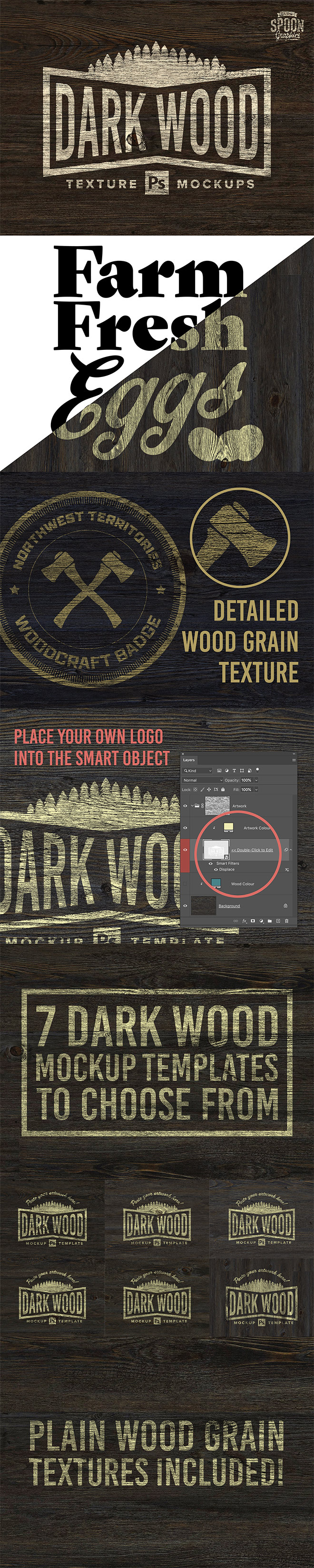 7 Dark Wood Texture Photoshop Mockup Templates