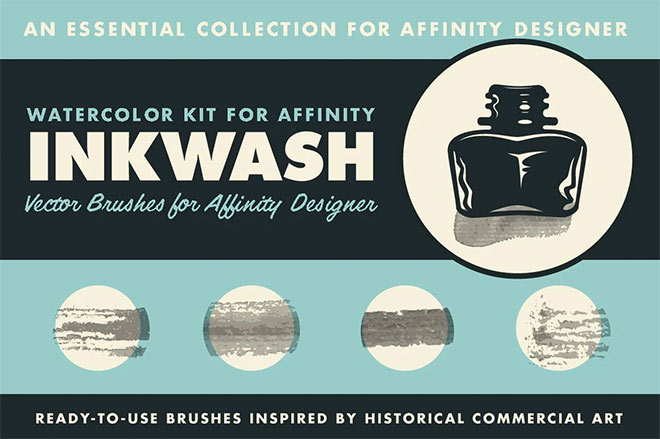 Inkwash Ink & Water Brushes for Affinity Designer ($ 19)