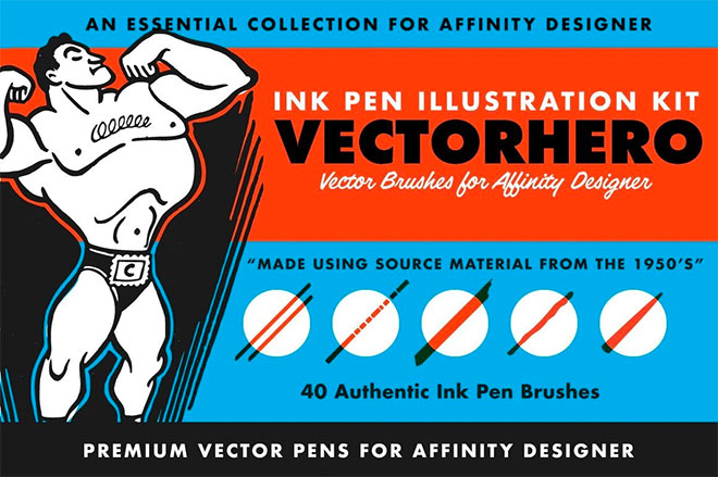 Vectorhero Ink Brush Pack for Affinity Designer ($ 19)