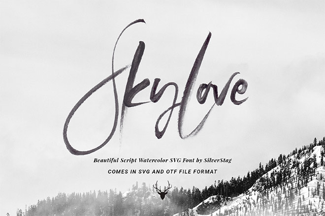 SkyLove SVG hand drawn watercolor font by SilverStag