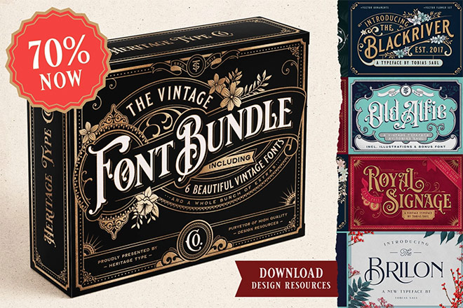 Vintage Font Bundle (and logo templates)