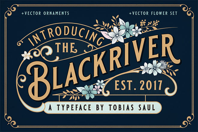 Blackriver Font + Ornaments