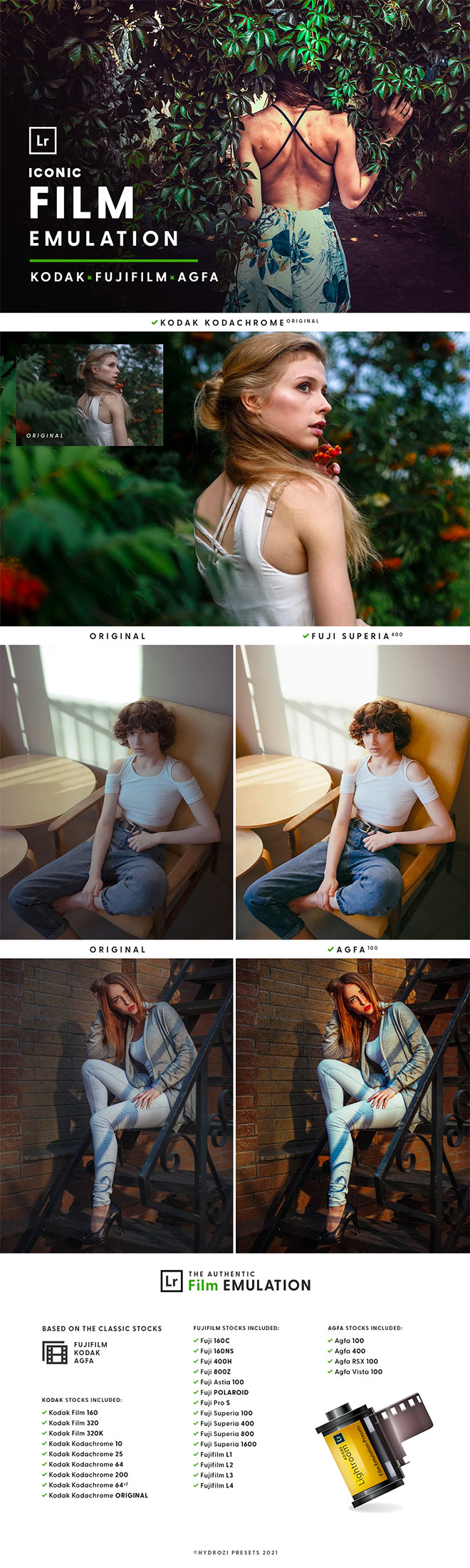 Film emulation Lightroom presets for premium members