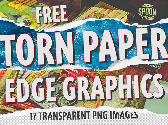 Download my free ripped paper edge graphics to create realistic collage effects