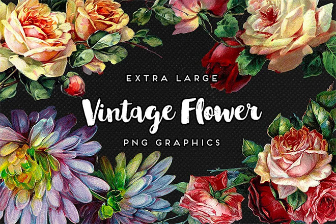 Large Vintage Flowers Graphics