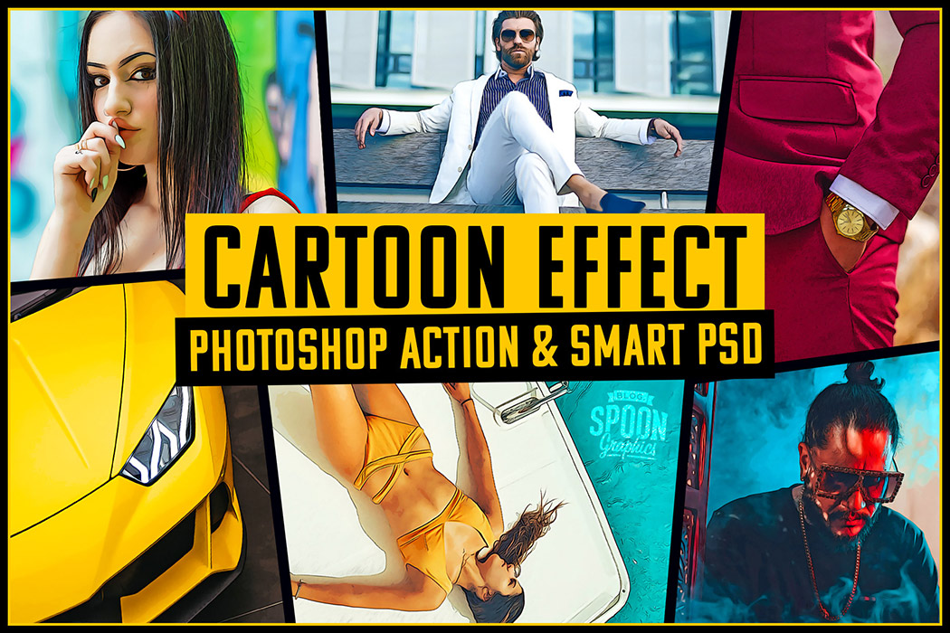 Cartoon Effect Photoshop Action and Smart PSD
