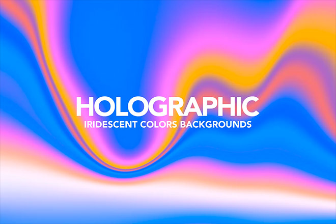 Neon Holographic Abstract Background Set