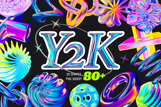 Y2K 3D Aesthetic Shapes Collection